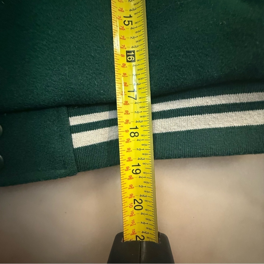 Zara kids Green and White Varsity letterman Jacket boys size 6 - Picture 10 of 11